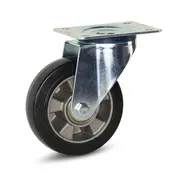 MESO Black elastic rubber swivel castor with top plate - 150mm - 330kg