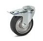 Black elastic rubber swivel castor braked with central hole - 125mm - 300kg