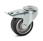 Black elastic rubber swivel castor braked with central hole - 100mm - 220kg