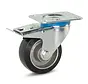 Black elastic rubber swivel castor braked with top plate - 100mm - 220kg