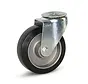 Black elastic rubber swivel castor 125mm with central hole - 300kg