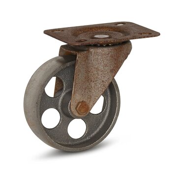 MESO Vintage Retro Design caster with top plate - Cast iron - 100mm - 90kg