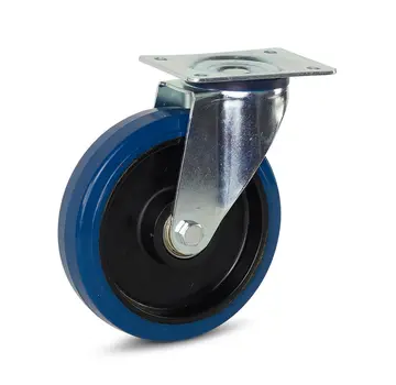 MESO Blue elastic rubber swivel castor with top plate - 200mm - 350kg
