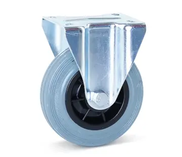 MESO Grey rubber fixed castor 125 mm - 120 kg  - Streak free
