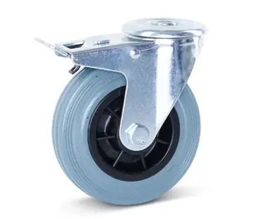 MESO Grey rubber swivel braked castor 125 mm - 120 kg  - Streak free
