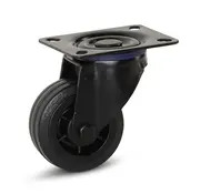 MESO Black rubber swivel castor with top plate - 80mm - 60kg