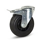 Rubber swivel castor braked with central hole - 125mm - 120kg
