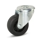 MESO Rubber swivel castor with central hole - 80mm - 60kg