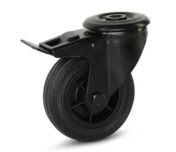 MESO Rubber swivel braked castor 100 mm - 75 kg