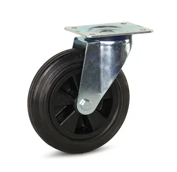 MESO Rubber swivel castor with top plate - 200mm - 180kg
