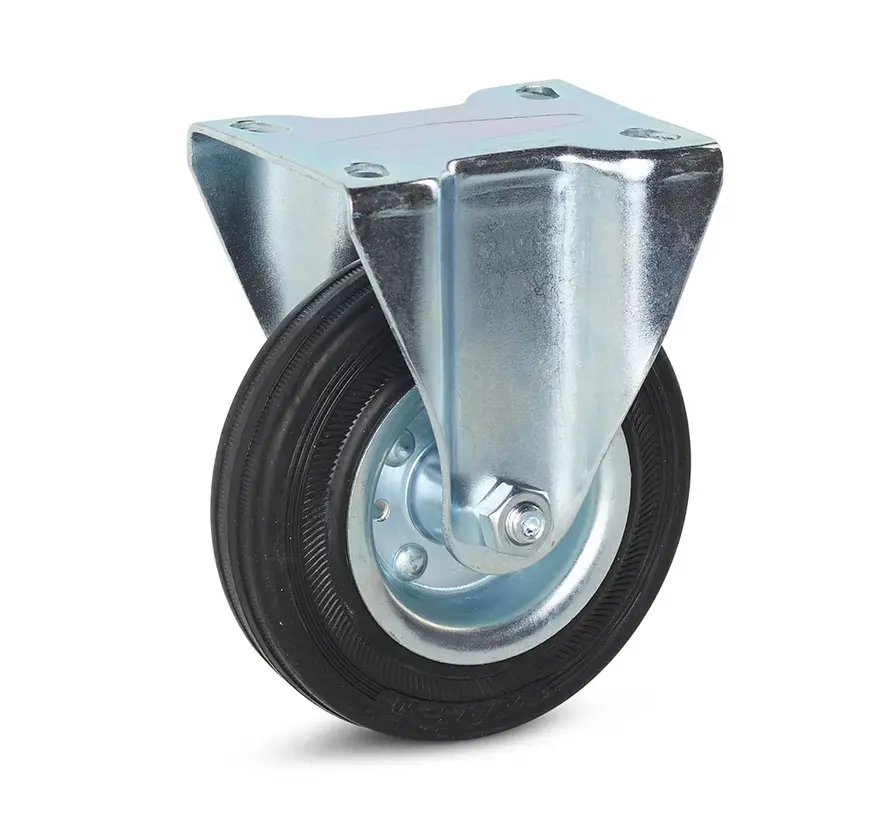 Odourless rubber fixed castor - 125mm - 90kg