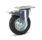 Odourless rubber swivel castor braked with top plate - 125mm - 90kg