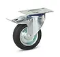 Odourless rubber swivel castor braked with top plate - 100mm - 75kg