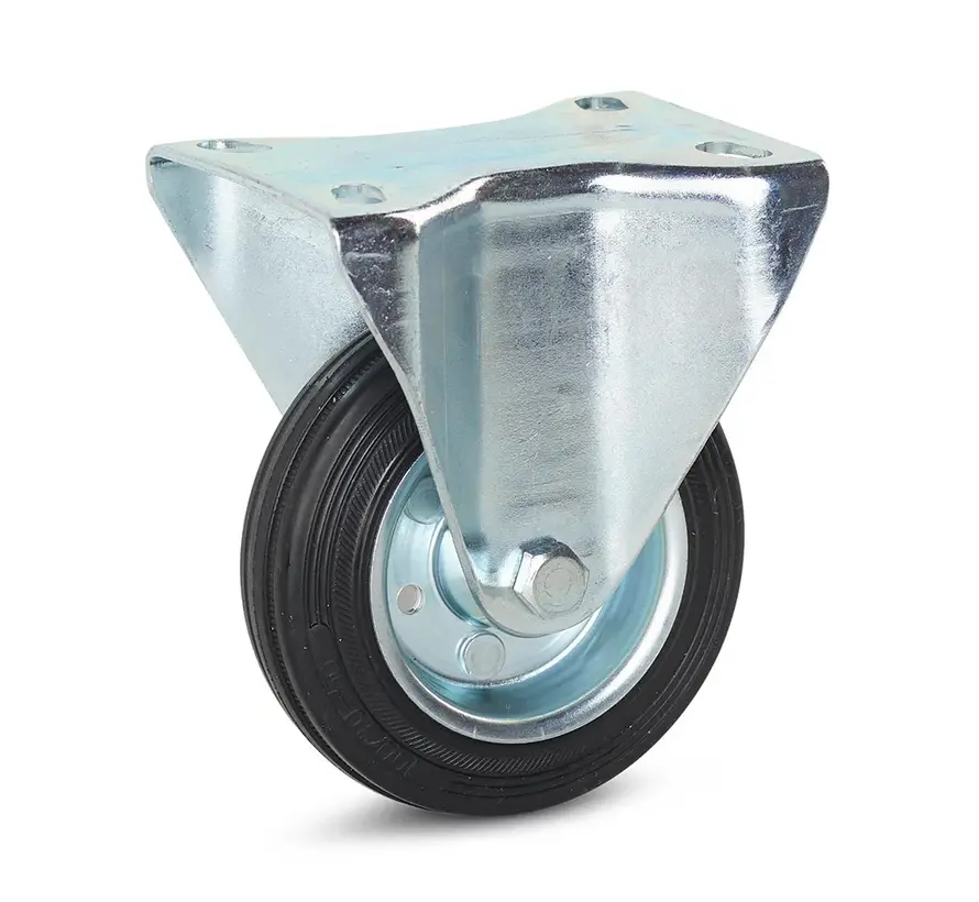 Odourless rubber fixed castor - 100mm - 75kg