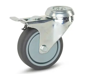 MESO Trolley swivel castor braked with central hole - 75mm - 70kg