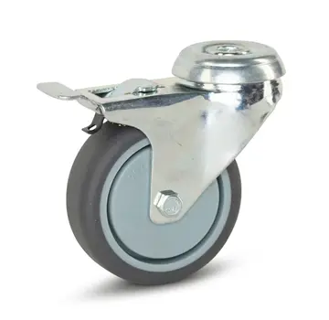 MESO Trolley swivel castor braked with central hole - 75mm - 70kg