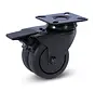 Black double swivel castor braked with top plate - 75 mm - 150kg