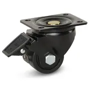 MESO Black nylon heavy duty swivel castor braked with top plate - 65mm - 500kg