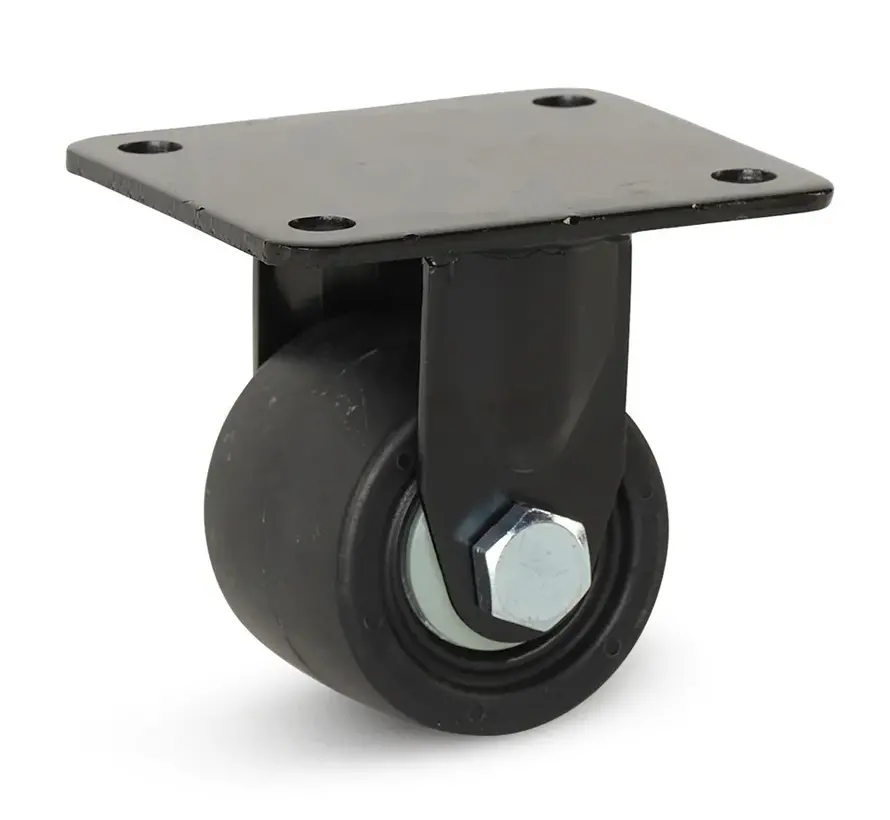 Black nylon heavy duty fixed castor - 65mm - 500kg