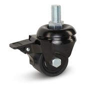 MESO Black nylon heavy duty swivel castor braked with thread - 50mm - 300kg