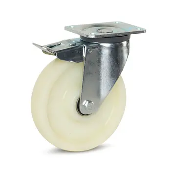 MESO Nylon heavy duty swivel castor braked with top plate - 200mm - 800kg