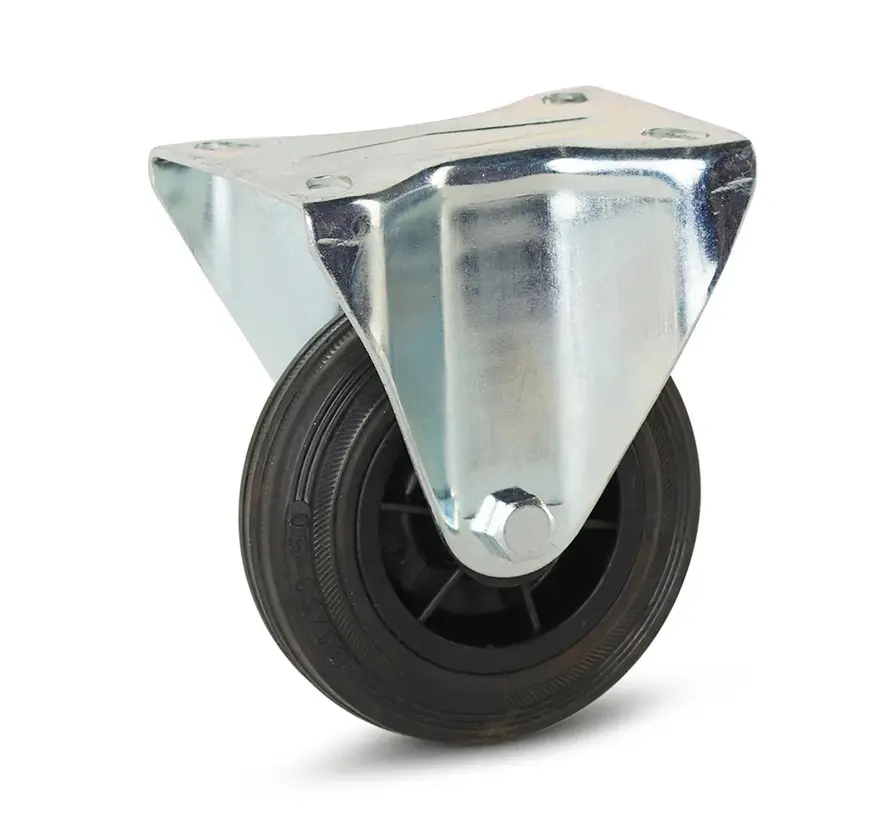 Rubber fixed castor - 100mm - 75kg LO