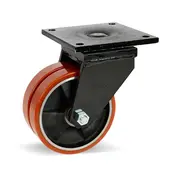 MESO Double PU extra heavy duty swivel castor with top plate - 200mm - 2200kg