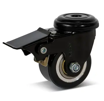 MESO PU swivel castor braked with central hole - 50mm - 120kg