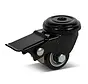 PU swivel castor braked with central hole - 35mm - 100kg
