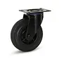 Black rubber swivel castor with top plate - 125mm - 150kg