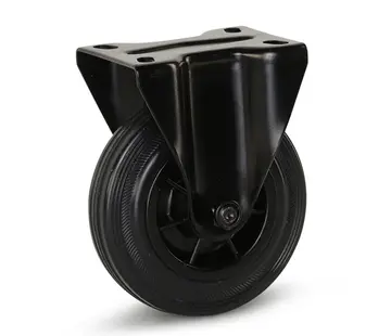 MESO Black rubber fixed castor - 125mm - 150kg
