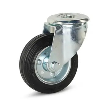 MESO Odourless rubber swivel castor with central hole 100mm - 100kg