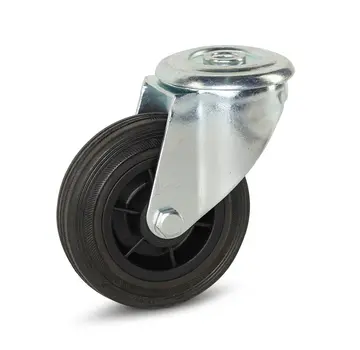 MESO Rubber swivel castor with central hole - 100mm - 100kg
