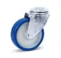 Blue PU stainless steel swivel castor with central hole - 100mm - 180kg