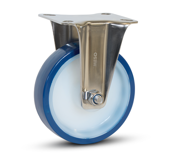 MESO Blue PU stainless steel fixed castor - 125mm - 220kg