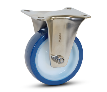 MESO Blue PU stainless steel fixed castor - 100mm -180kg