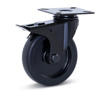 MESO Furniture swivel castor black braked with top plate - 100mm - 90kg