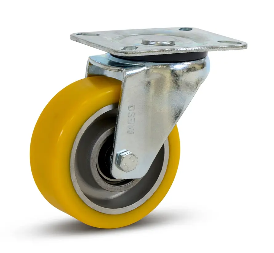 PU heavy duty swivel castor with top plate - 100mm - 350kg