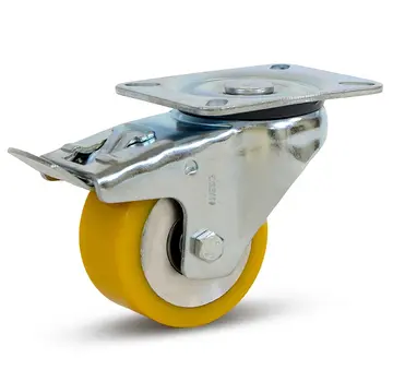 MESO PU heavy duty swivel castor braked with top plate - 80mm - 300kg
