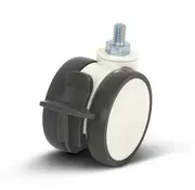 MESO White double furniture swivel castor braked with thread - 75mm - 80kg