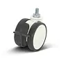 White double furniture swivel castor braked with thread - 75mm - 80kg