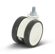 MESO White double furniture castor with thread - 75mm - 80kg