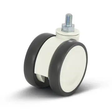MESO White double furniture castor with thread - 75mm - 80kg