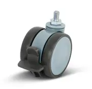 MESO Grey double furniture swivel castor braked with thread - 75mm - 80kg