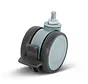 Grey double furniture swivel castor braked with thread - 75mm - 80kg