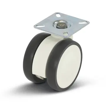 MESO White double furniture castor with top plate - 75mm - 80kg