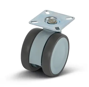 MESO Grey double furniture castor with top plate - 75mm - 80kg