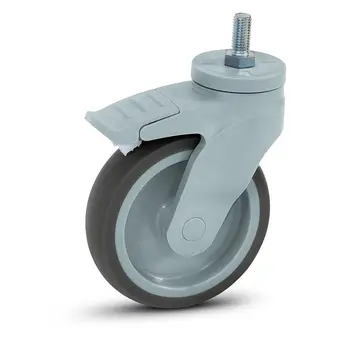 MESO Grey plastic swivel castor braked with thread - 125mm - 100kg