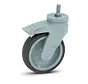 Grey plastic swivel castor braked with thread - 125mm - 100kg