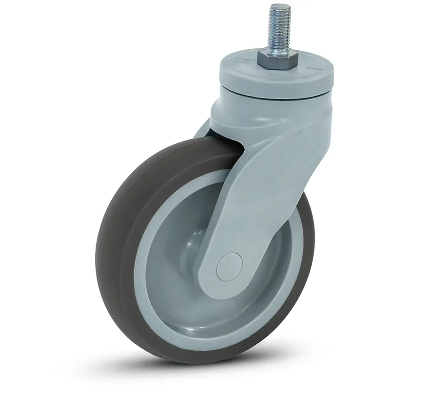 Grey plastic swivel castor with thread - 125mm - 100kg